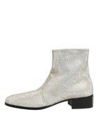 Crystal Ankle Boots – White