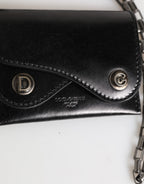 Chain Leather Card Holder – Black