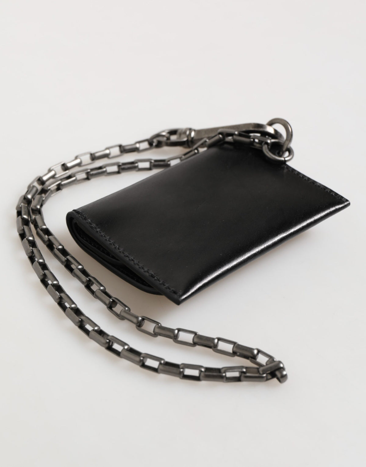 Chain Leather Card Holder – Black