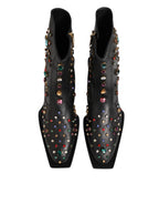 Crystal Ankle Boots – Black