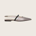 Leather Ballet Flats – Beige