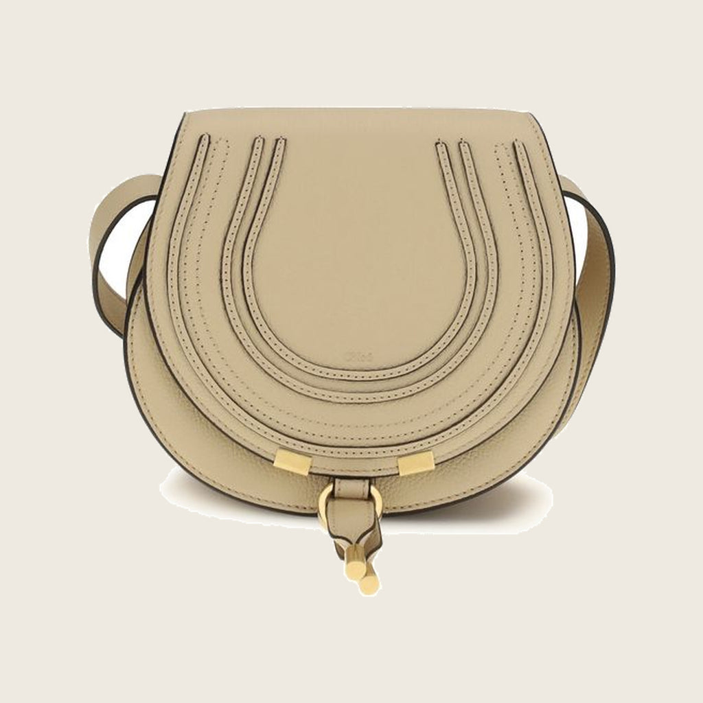 Marcie Leather Shoulder Bag – Beige