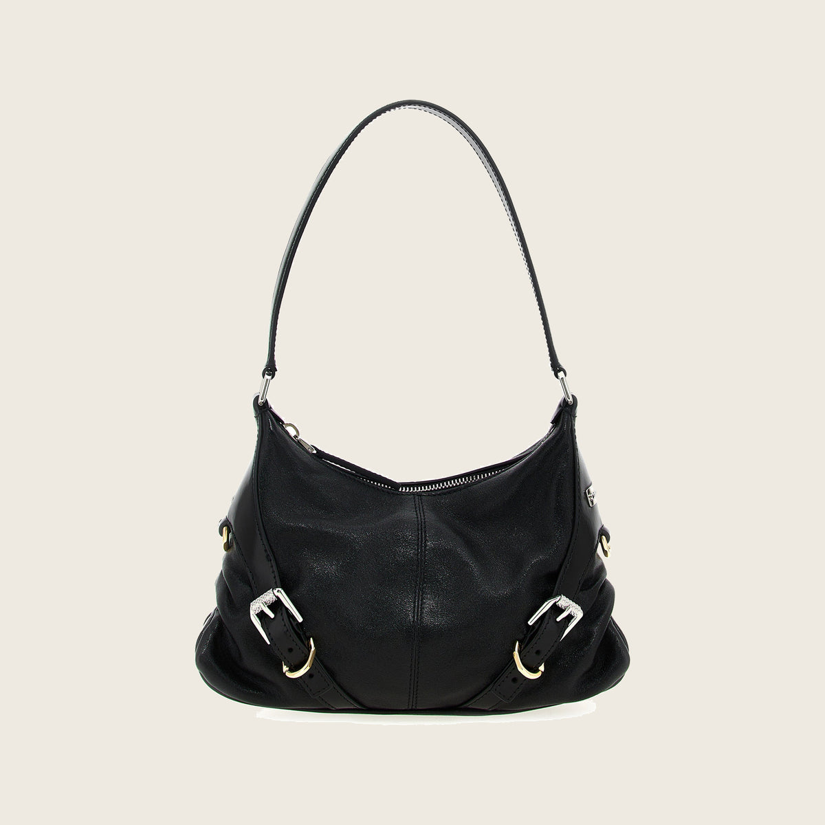 Voyou Lambskin Shoulder Bag – Black