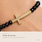 Cross Bracelet – Black Agate