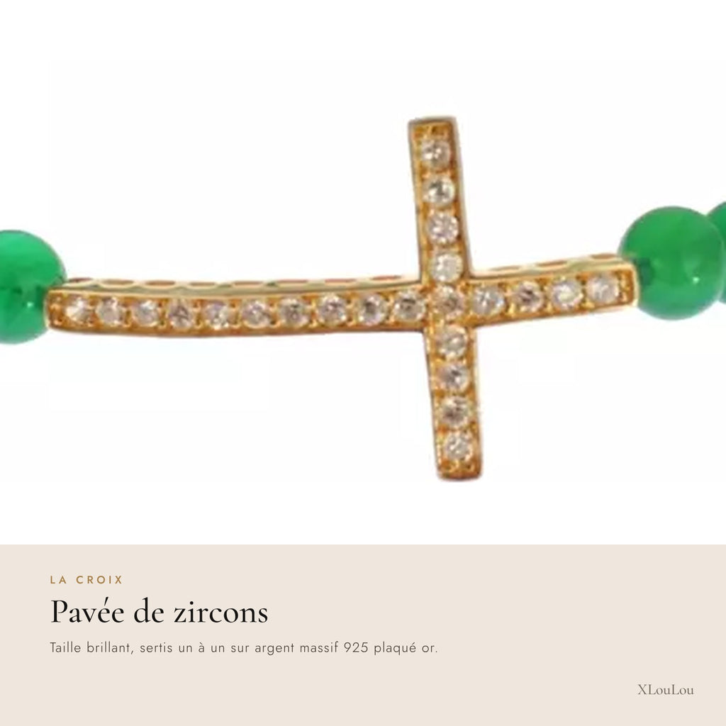 Cross Bracelet – Green Jade