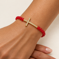 Cross Bracelet – Red Coral