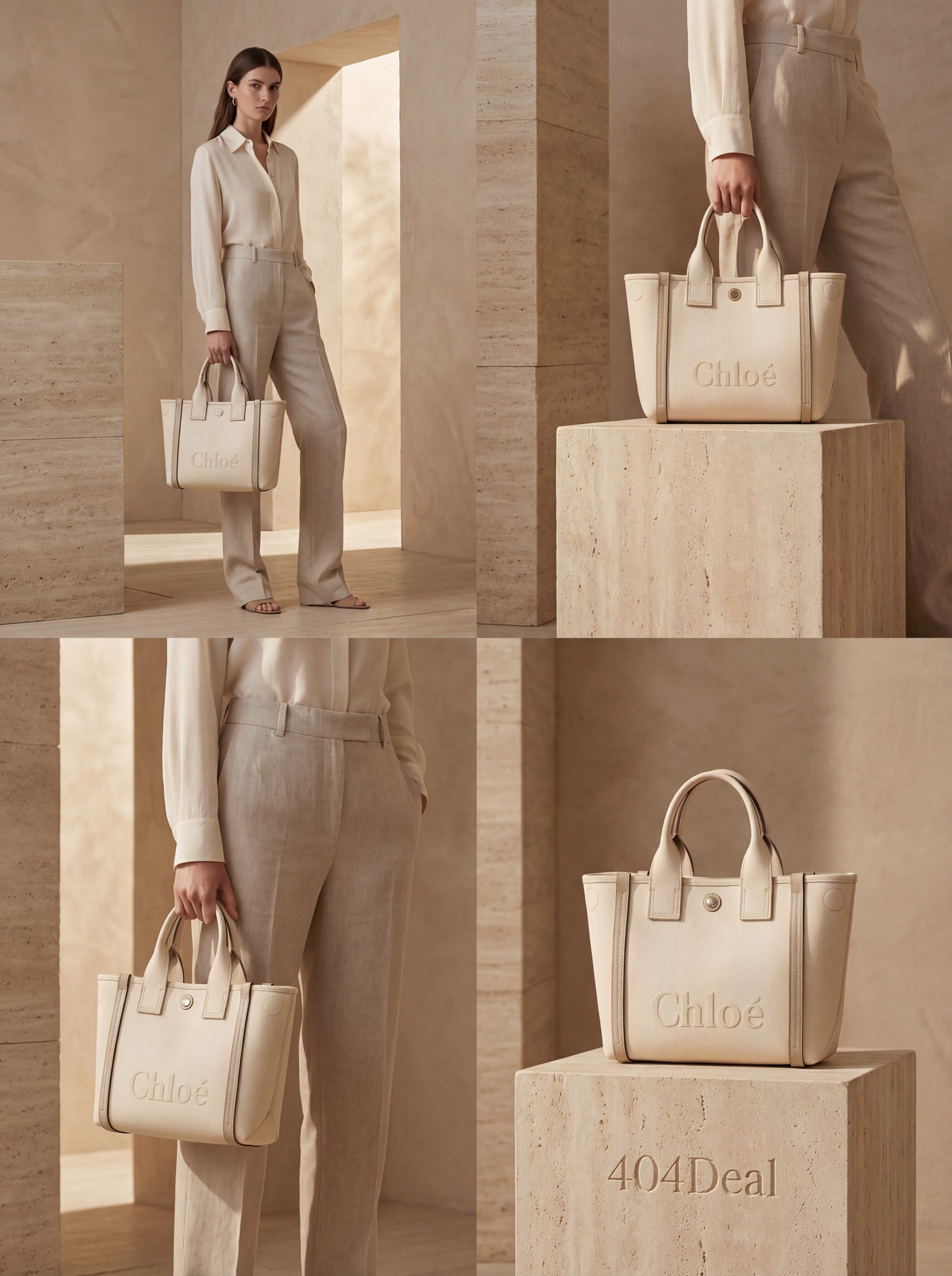 Chloé — Small Carry Tote Bag in Cotton Canvas