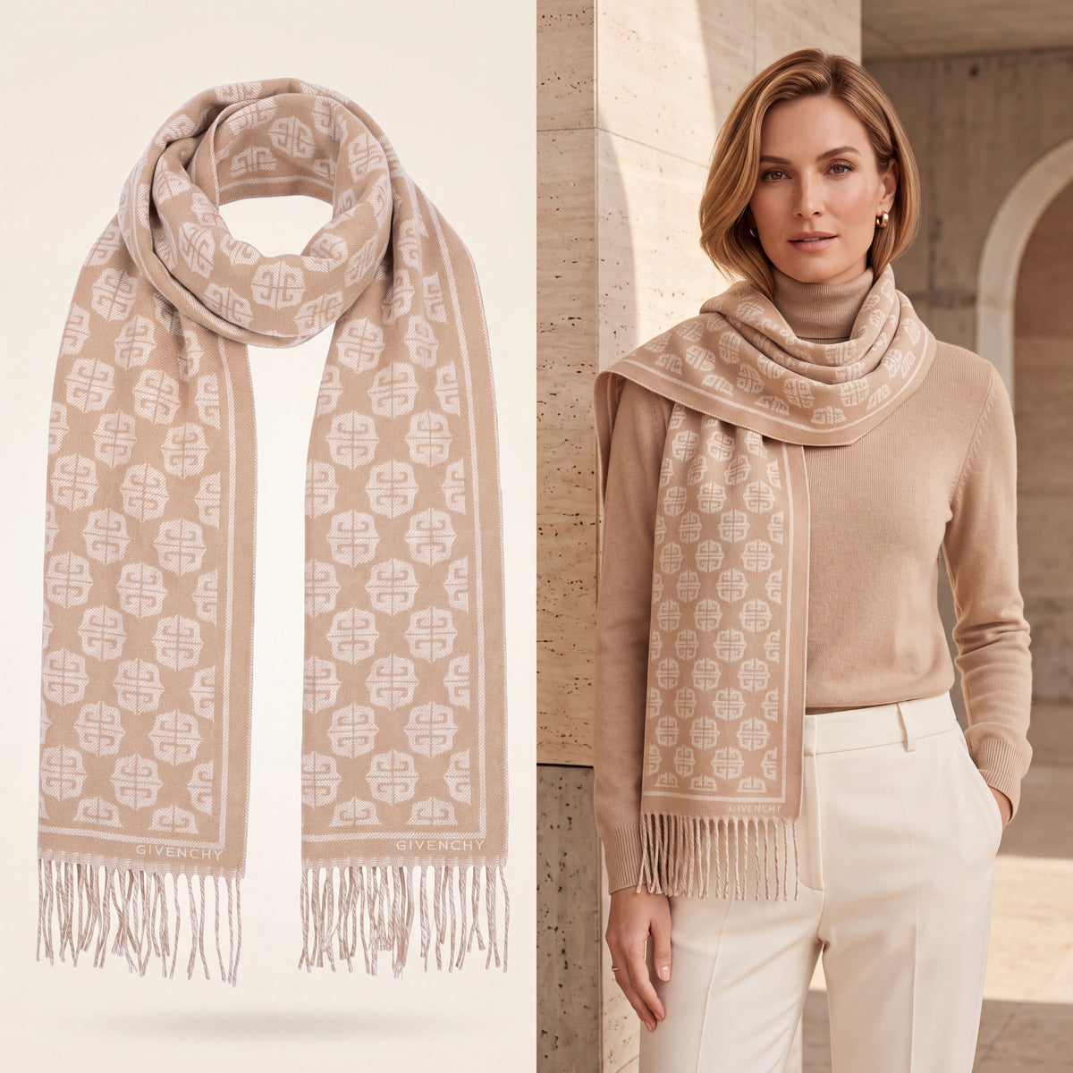 Givenchy Wool Scarf in Beige