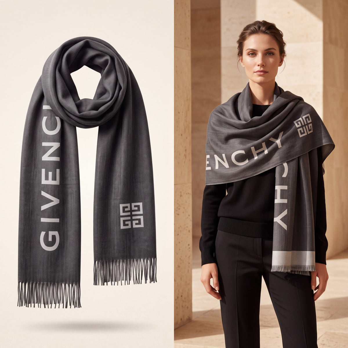 Givenchy Wool Scarf in Gray