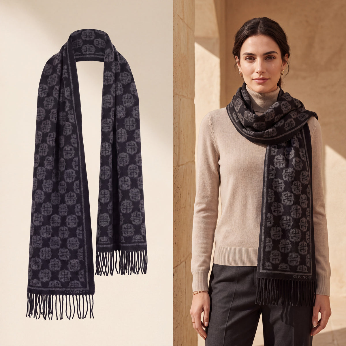 Givenchy Wool Scarf in Black