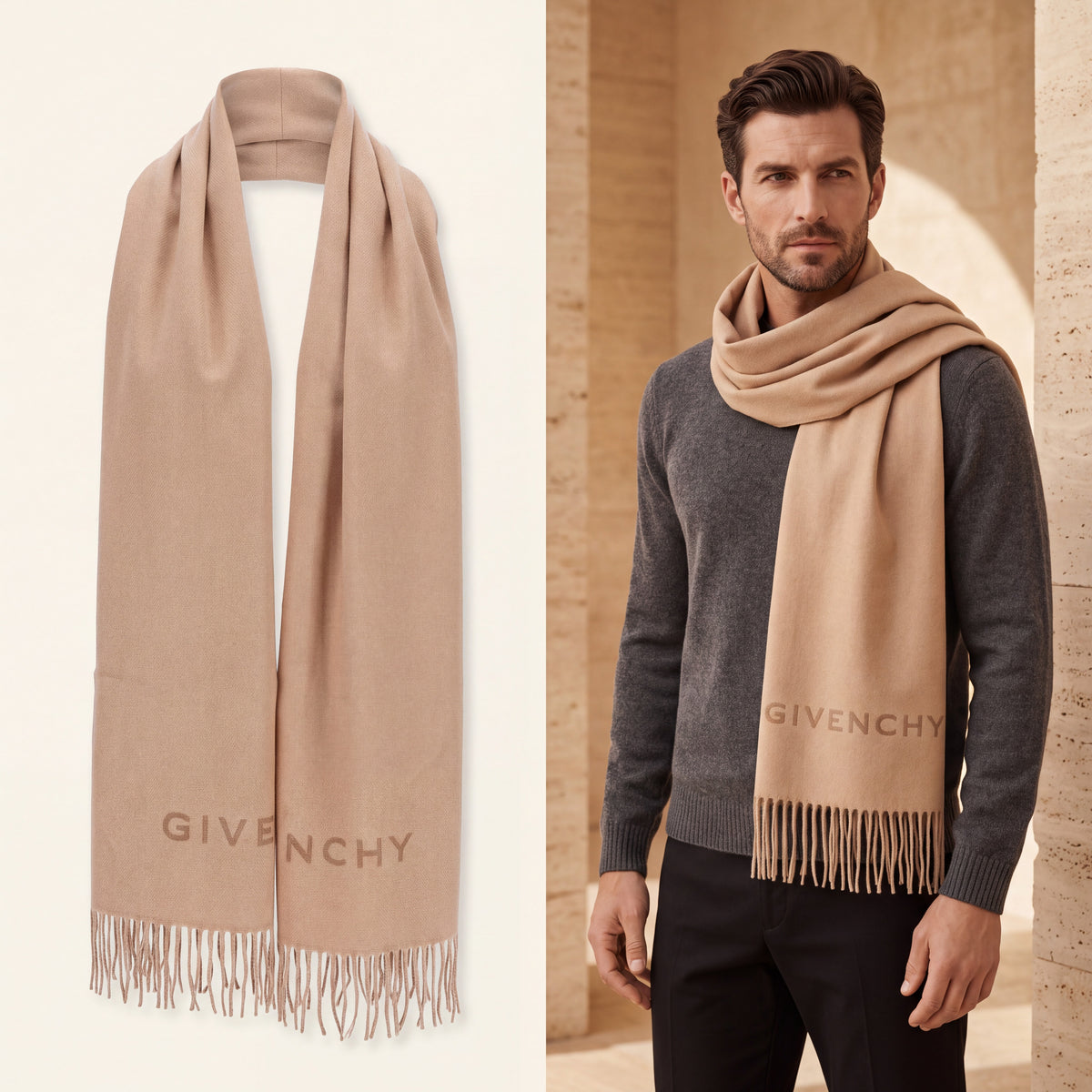 Givenchy Virgin Wool Scarf in Beige