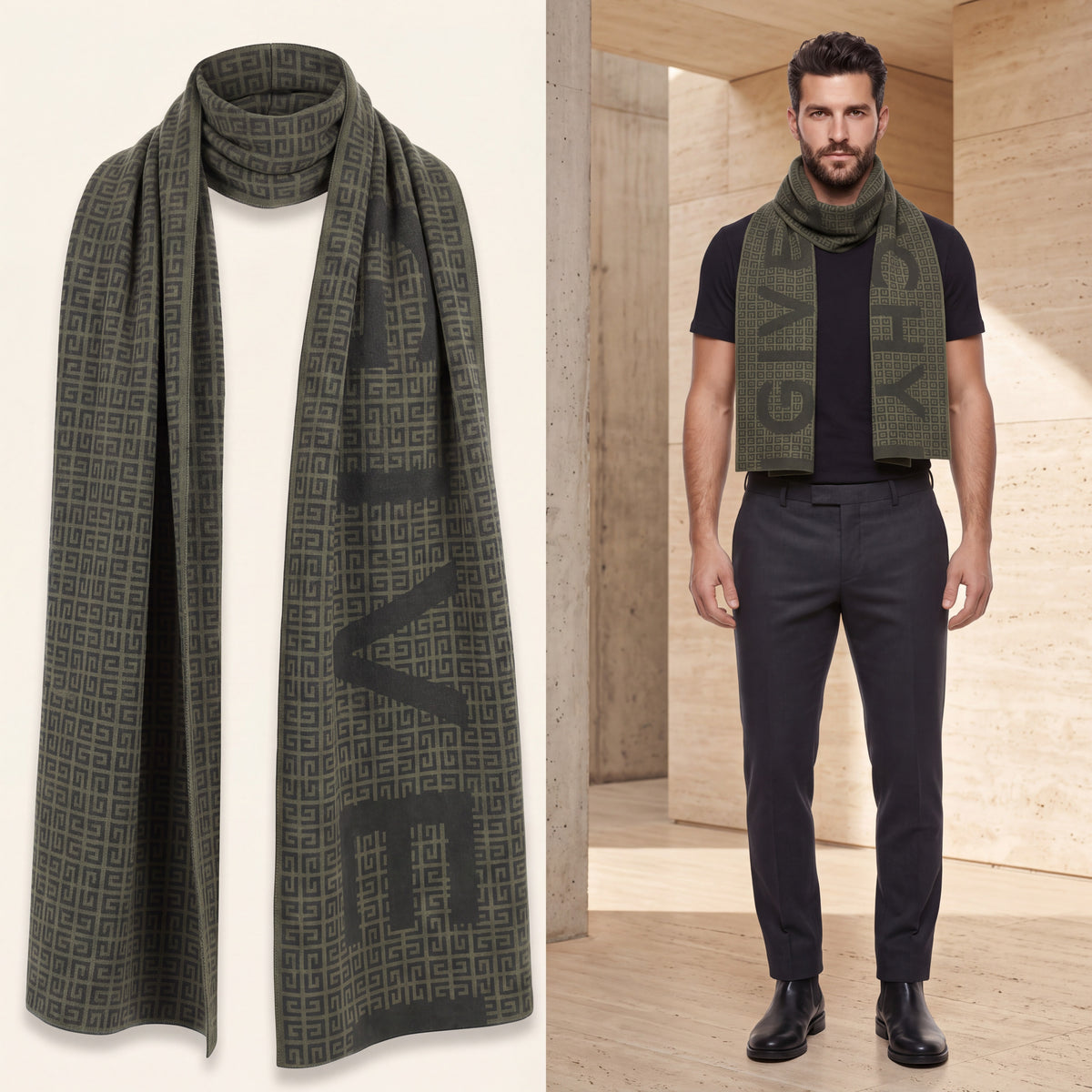 Givenchy Wool Scarf in Green