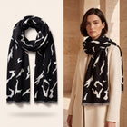 Écharpe foulard châle d'hiver chaud unisexe en laine noire et blanche