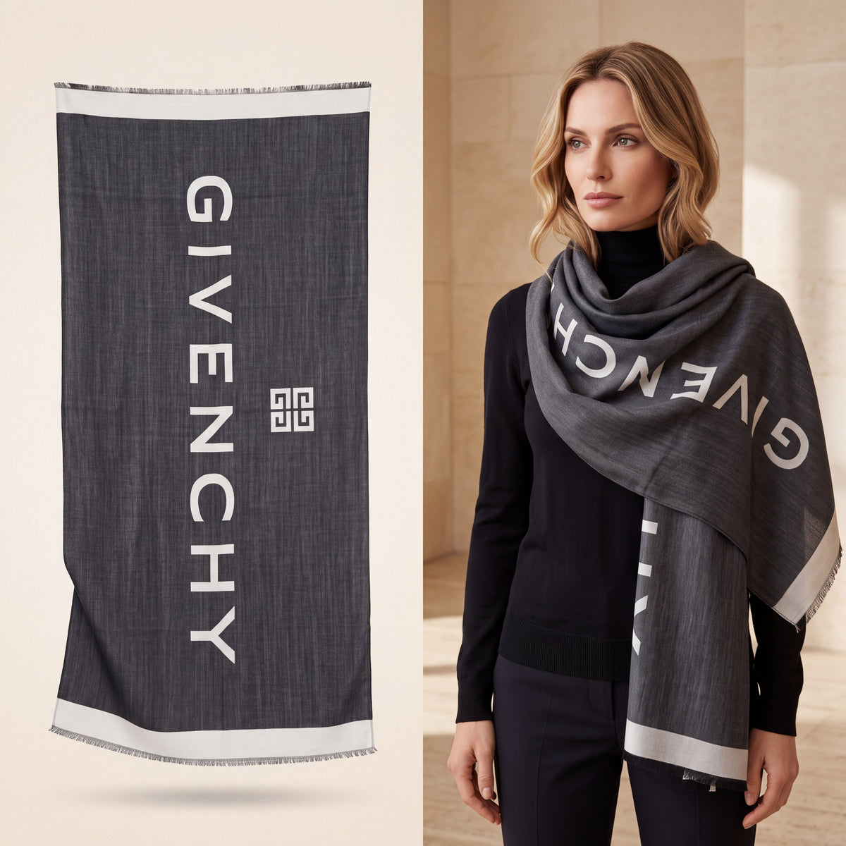 Givenchy Silk Scarf in Gray