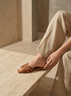 Saint Laurent Woven Strap Sandals in Calf Leather