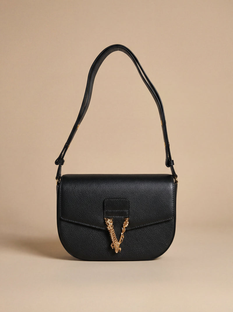 Versace  Grainy Calf Leather Shoulder Bag