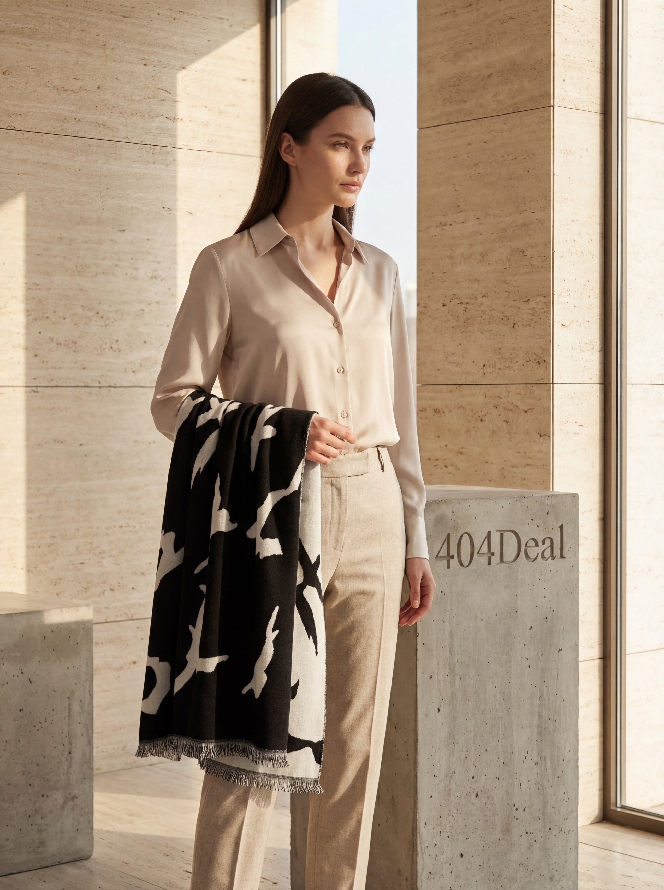 Givenchy  Black White Wool Unisex Winter Warm Scarf Wrap Shawl