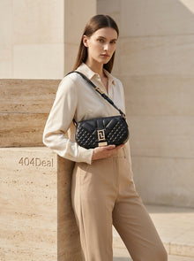 Versace Quilted Shoulder Strap Bag in Black Leather