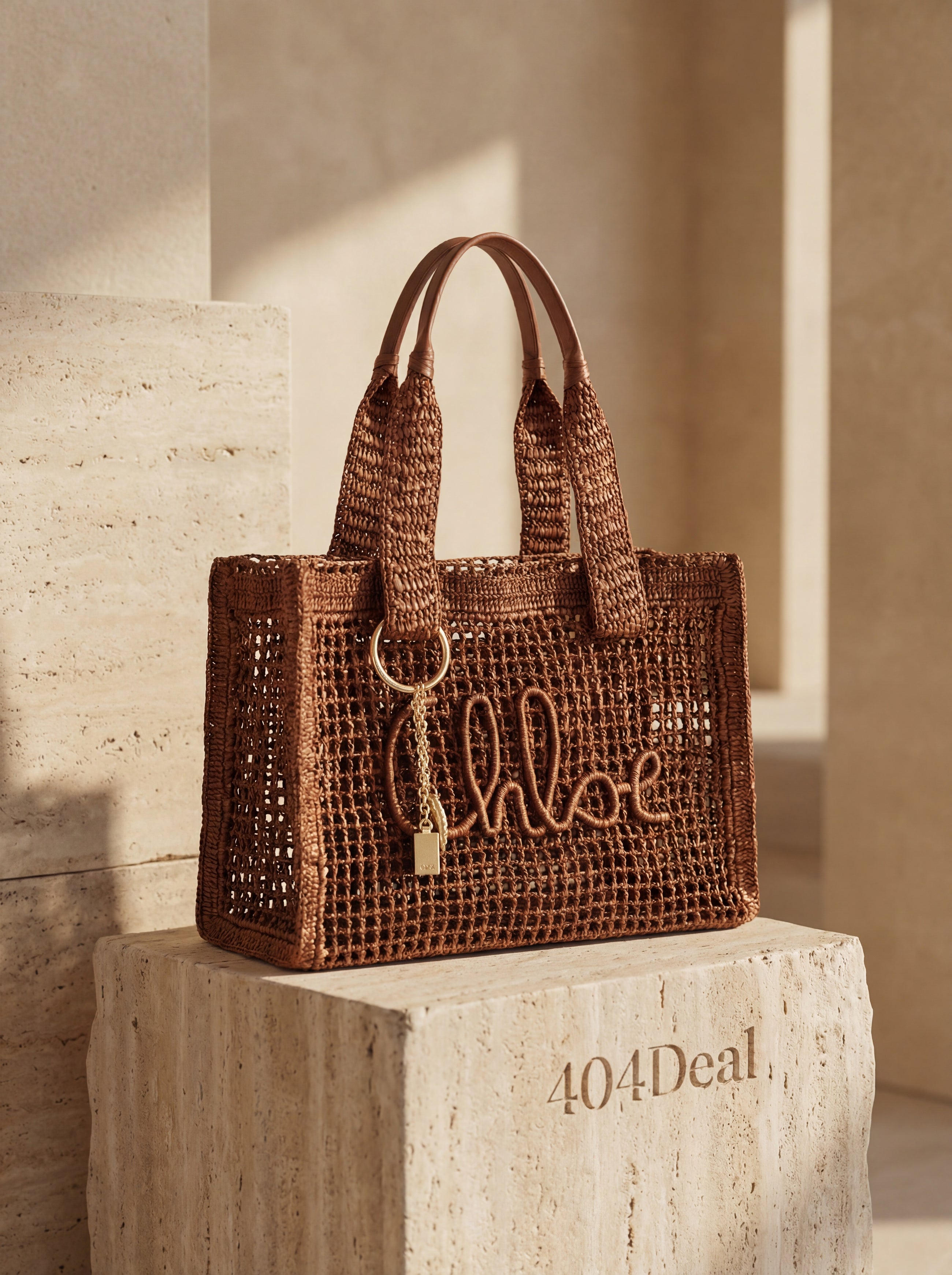 Chloé — Large Summer Banana East-West Tote in Raffia