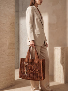 Chloé — Large Summer Banana East-West Tote in Raffia