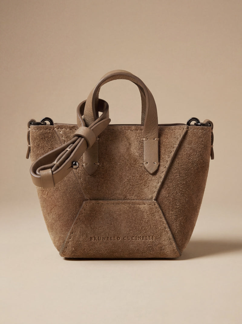 Brunello Cucinelli  Brown Calf Leather Bos Taurus Shoulder Bag