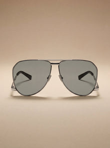 Saint Laurent — Silver Metal Aviator Sunglasses