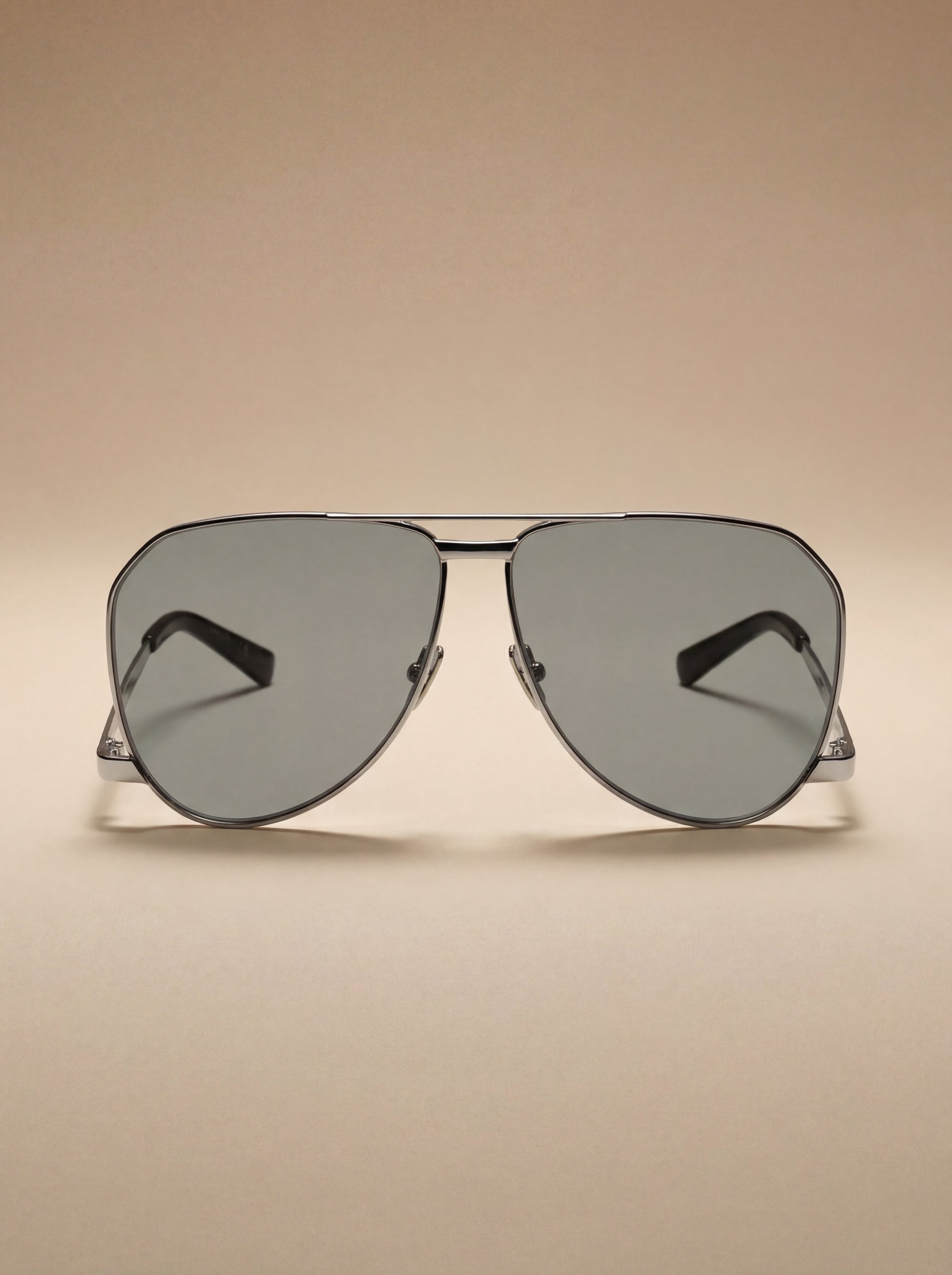 Saint Laurent — Silver Metal Aviator Sunglasses