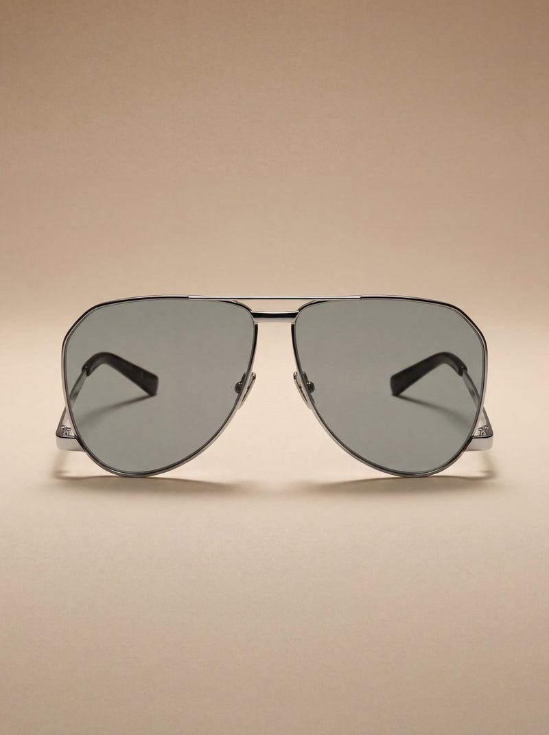 Saint Laurent — Silver Metal Aviator Sunglasses