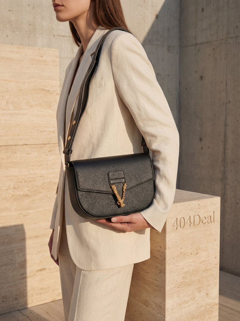 Versace  Grainy Calf Leather Shoulder Bag