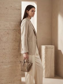 Sac bandoulière Bos Taurus en cuir de veau marron Brunello Cucinelli