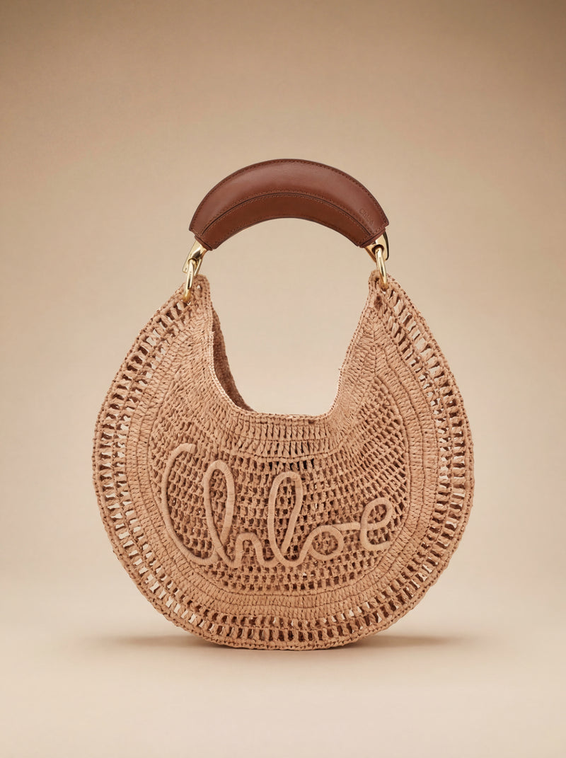 Chloé  Raffia Logo Summer Shoulder Bag