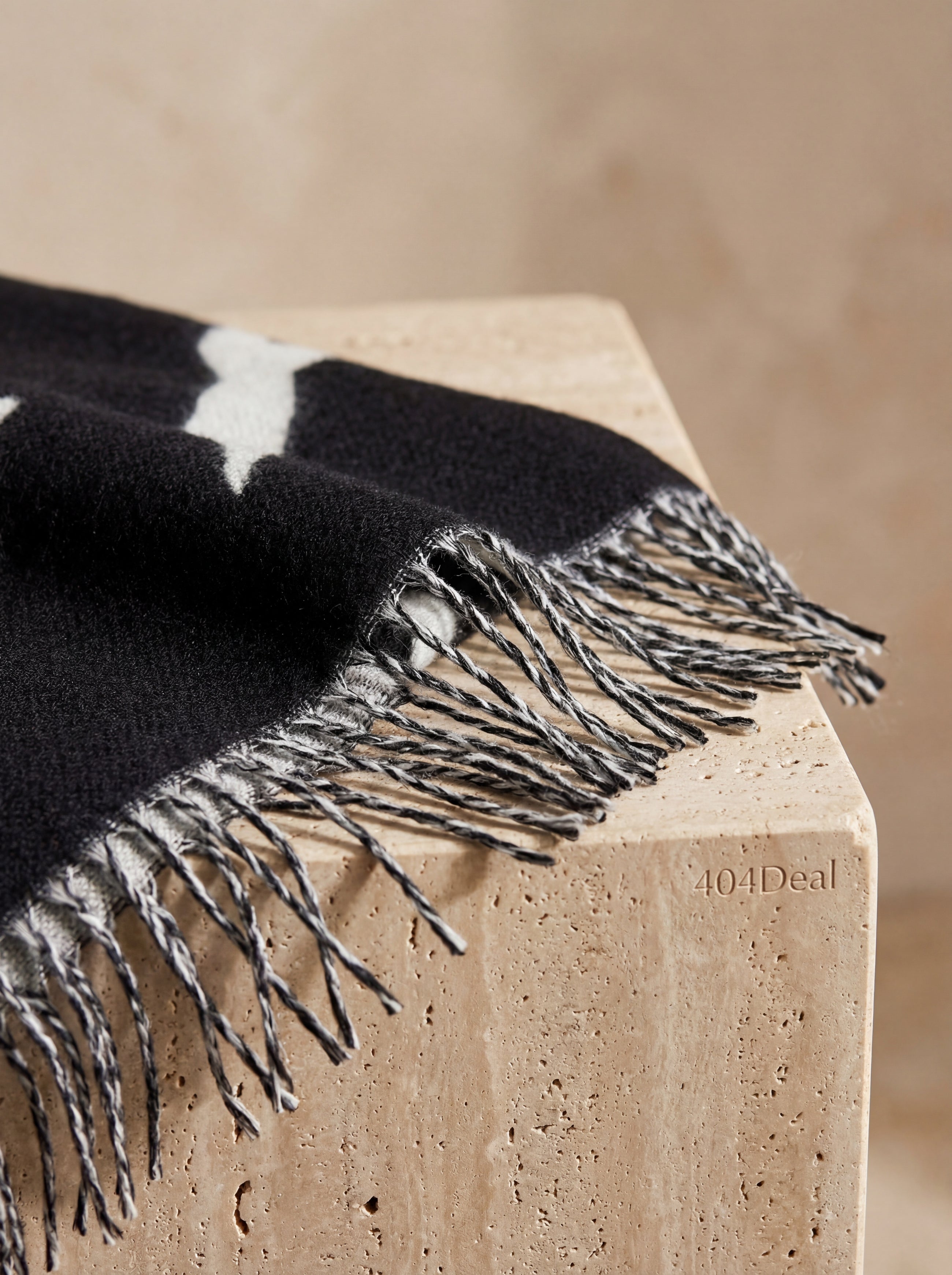 Givenchy  Black White Wool Unisex Winter Warm Scarf Wrap Shawl