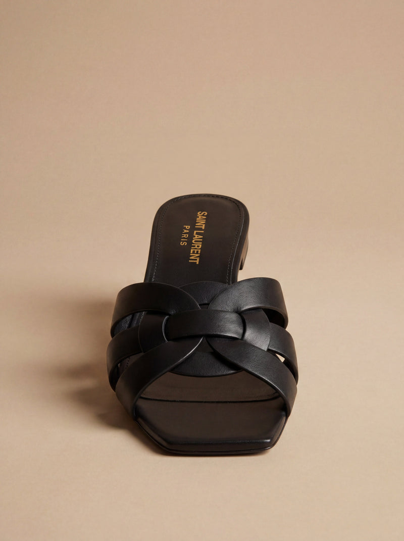 Saint Laurent Woven Strap Sandals in Calf Leather