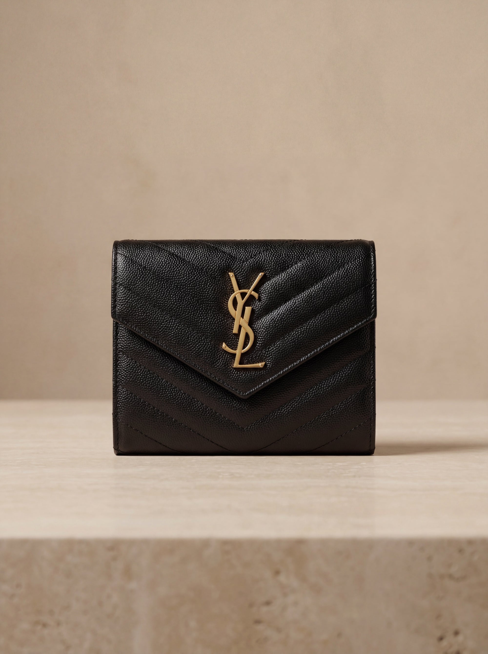 Saint Laurent  Quilted Calf Leather Wallet