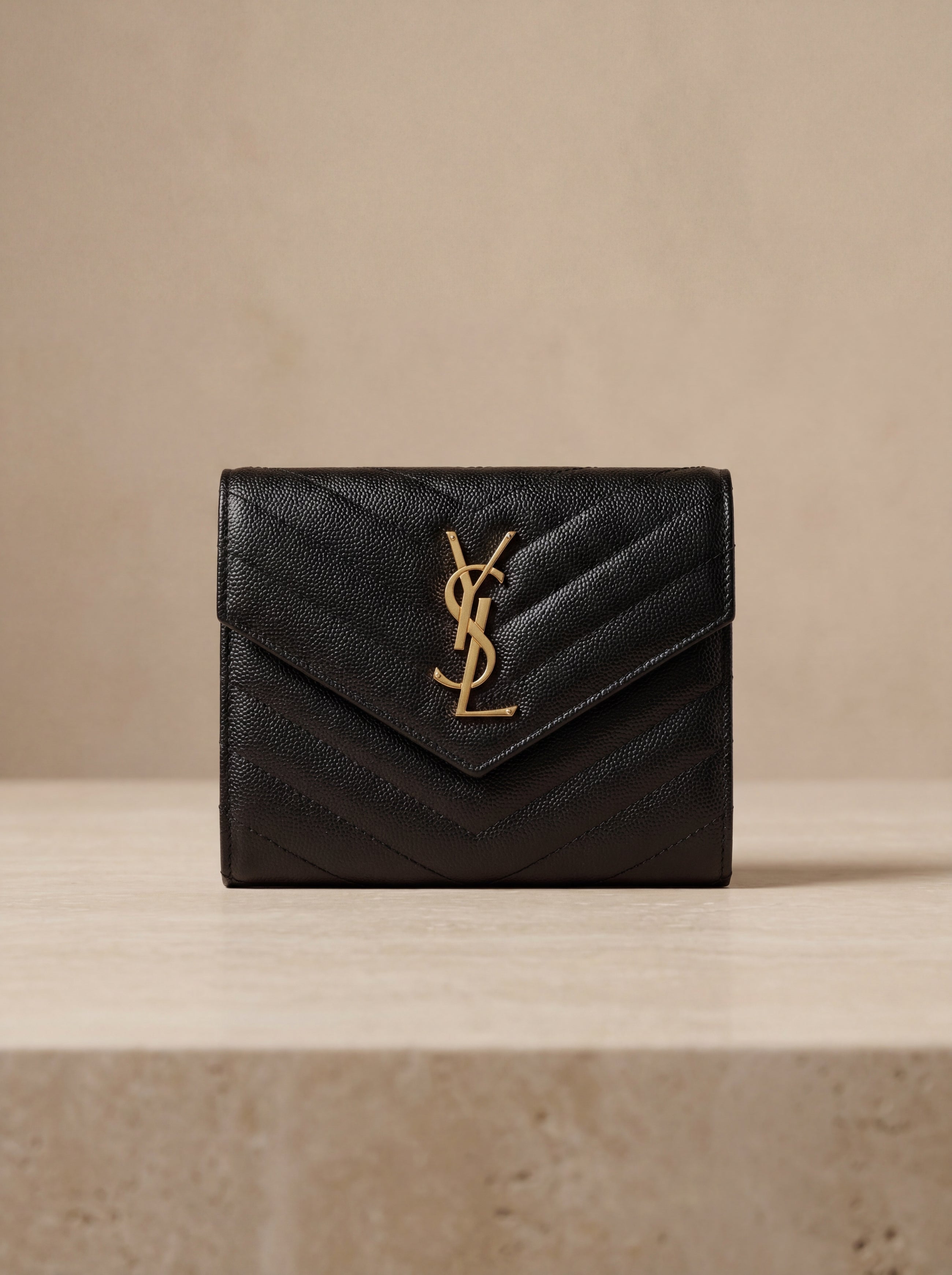 Saint Laurent  Quilted Calf Leather Wallet