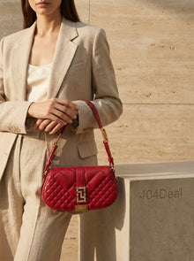 Versace Quilted Shoulder Strap Bag in Red Leather