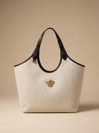 Versace La Medusa Shoulder Bag in Beige Cotton