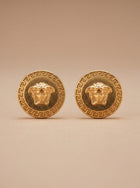 Versace Medusa Logo Earrings in Gold Metal