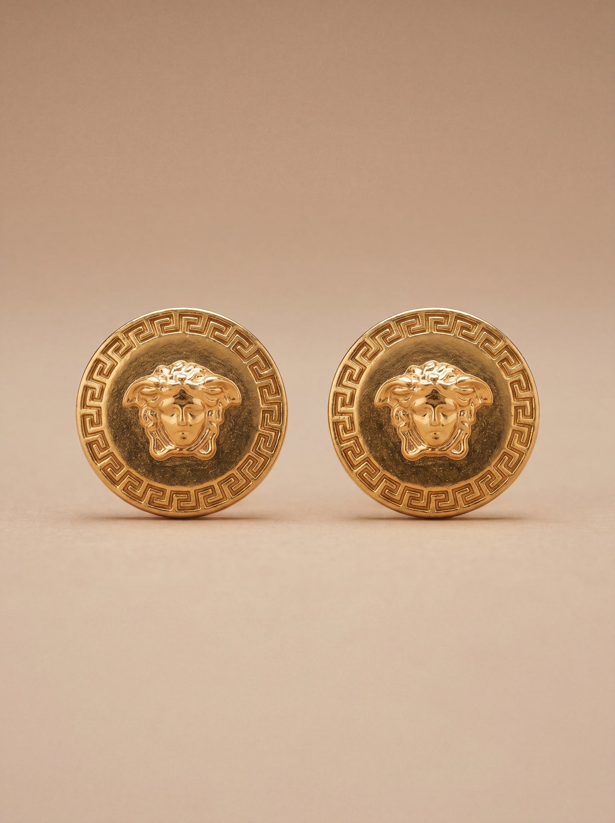 Versace Medusa Logo Earrings in Gold Metal