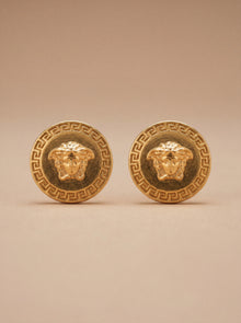 Versace Medusa Logo Earrings in Gold Metal
