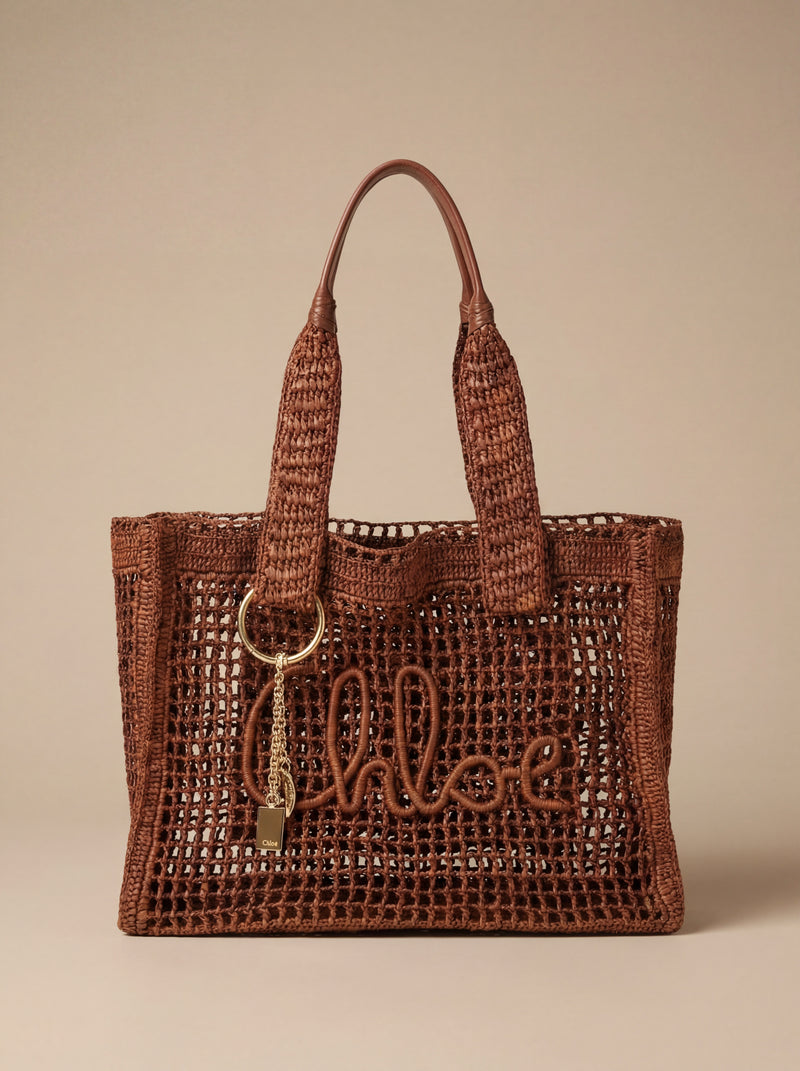 Chloé — Large Summer Banana East-West Tote in Raffia
