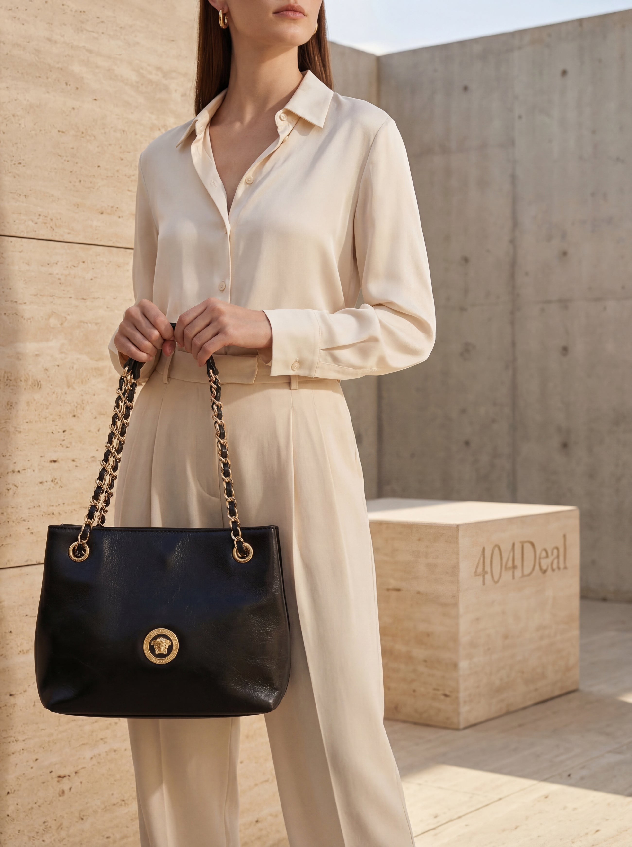 Versace  Medusa Chain Leather Shoulder Bag