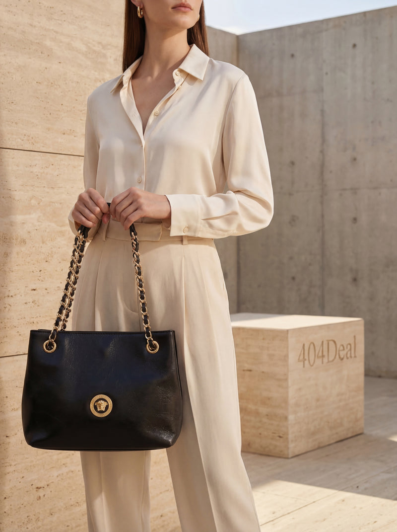 Versace  Medusa Chain Leather Shoulder Bag