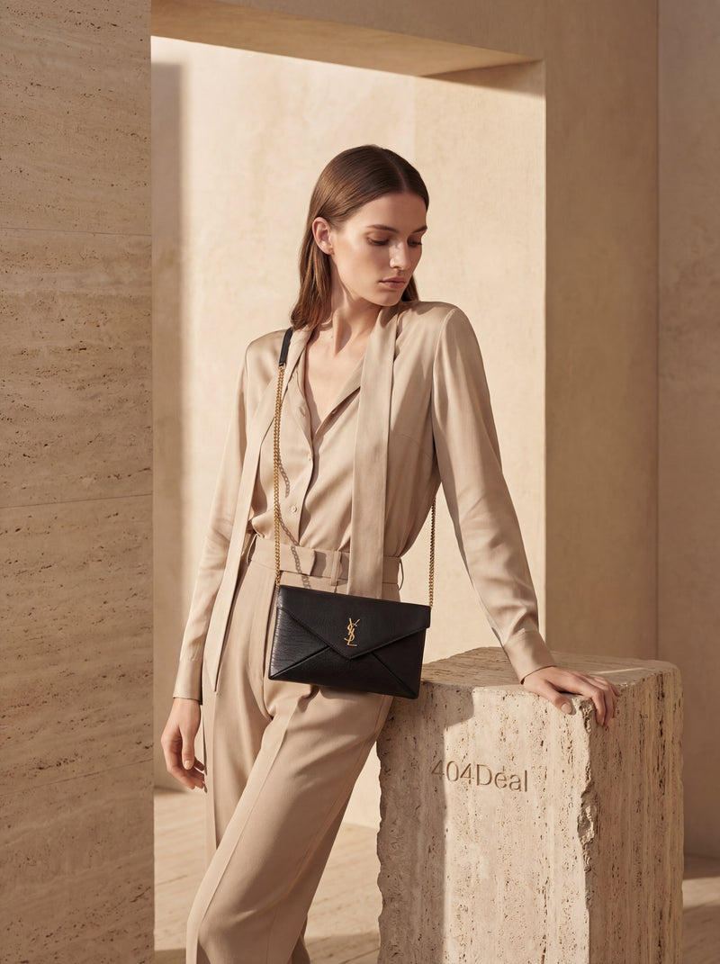 Saint Laurent  Lambskin Chain Clutch Bag