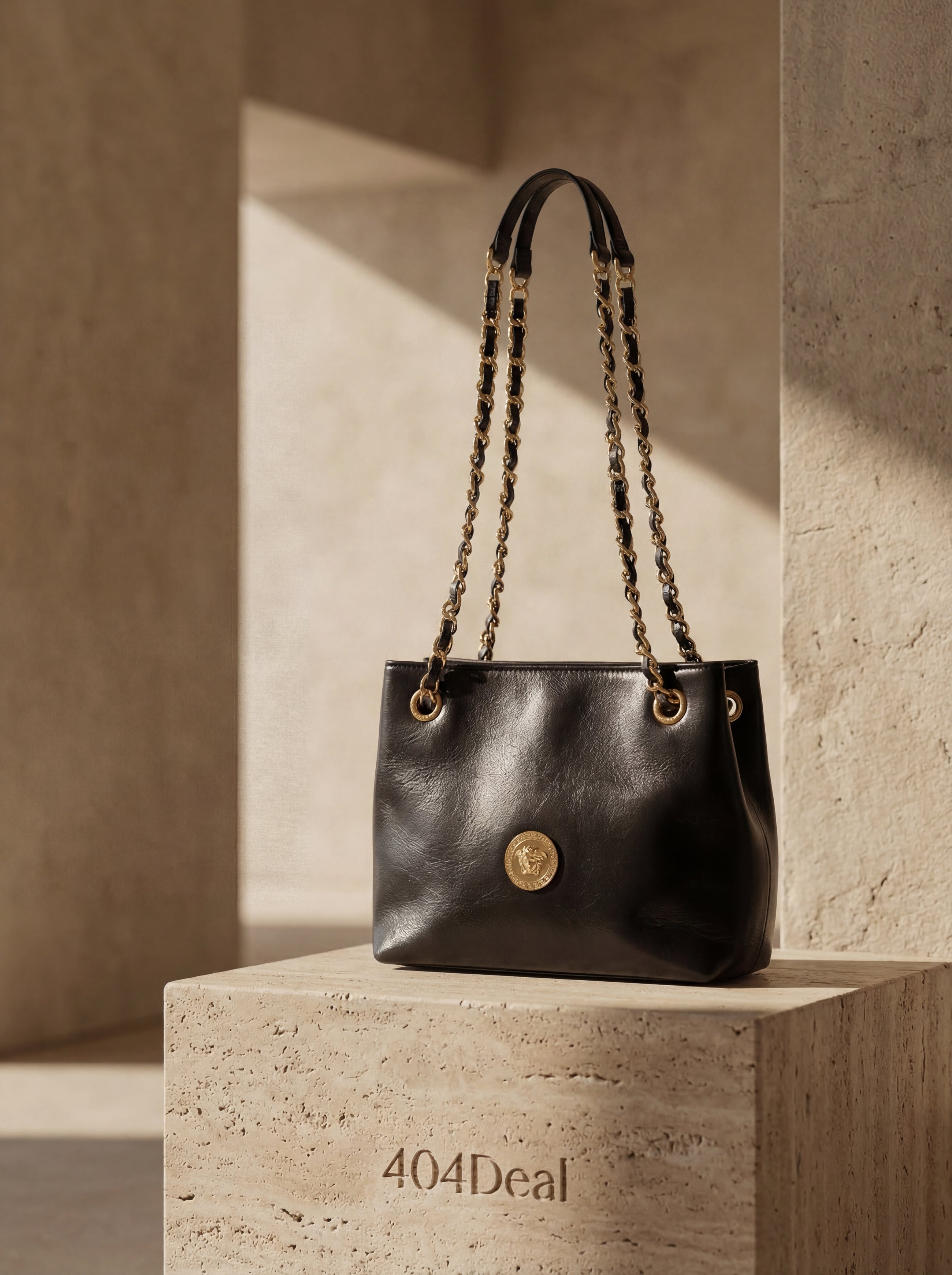 Versace  Medusa Chain Leather Shoulder Bag