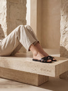 Sandales à bride tressée Saint Laurent en cuir de veau