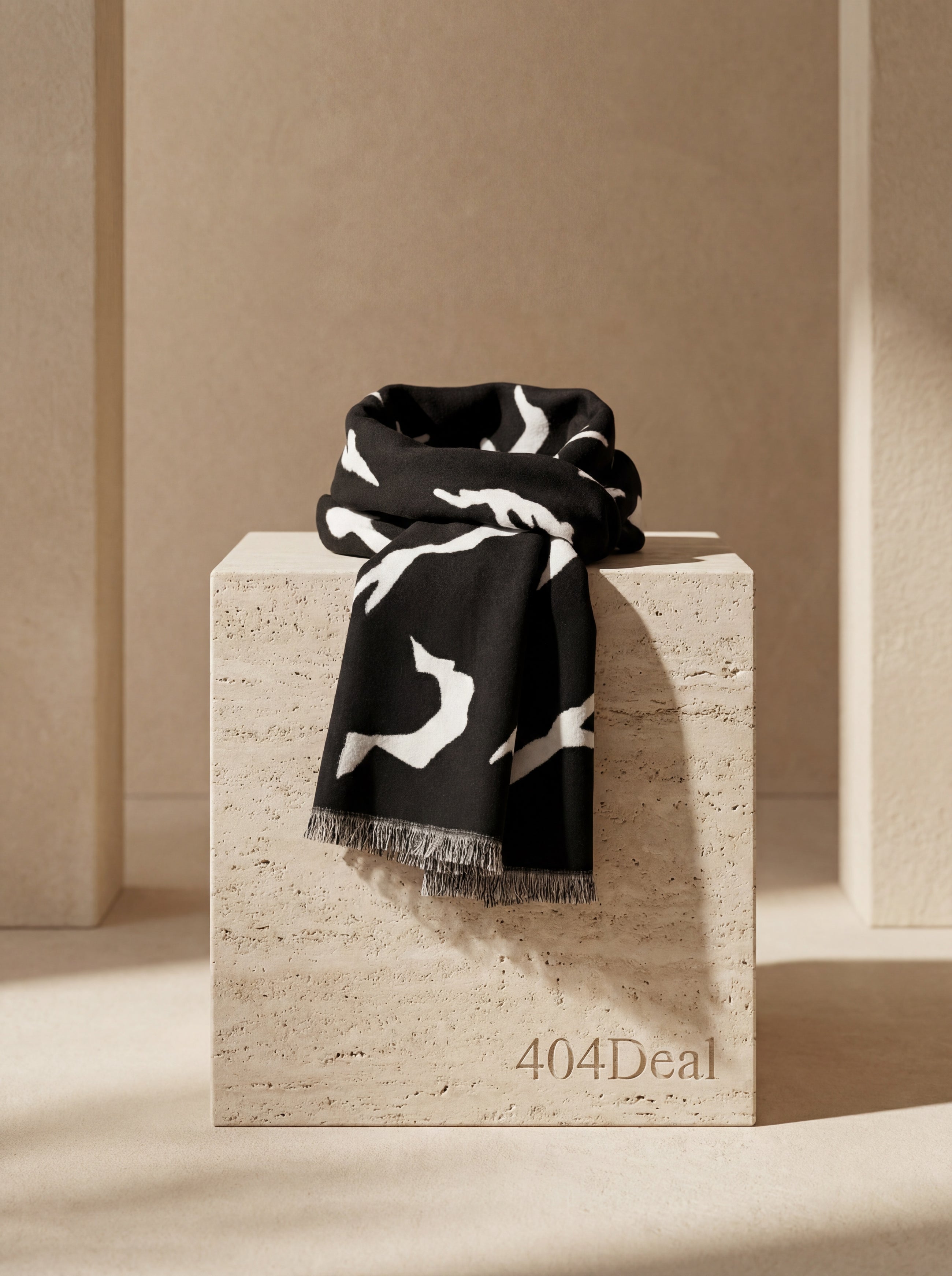 Givenchy  Black White Wool Unisex Winter Warm Scarf Wrap Shawl