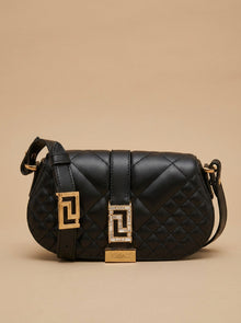 Versace Quilted Shoulder Strap Bag in Black Leather