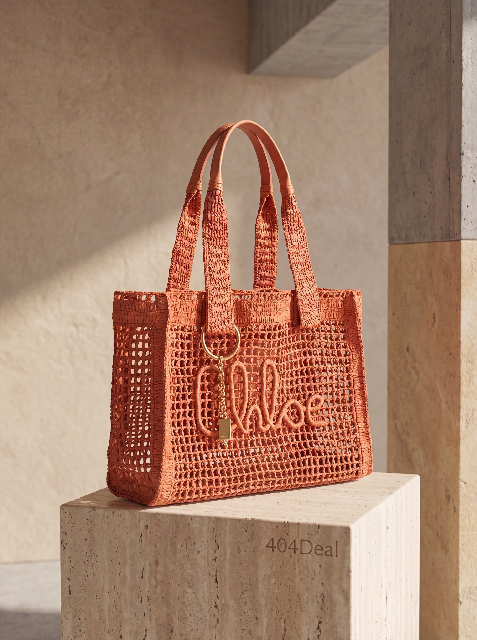 Chloé — Large Summer Banana East-West Tote in Raffia