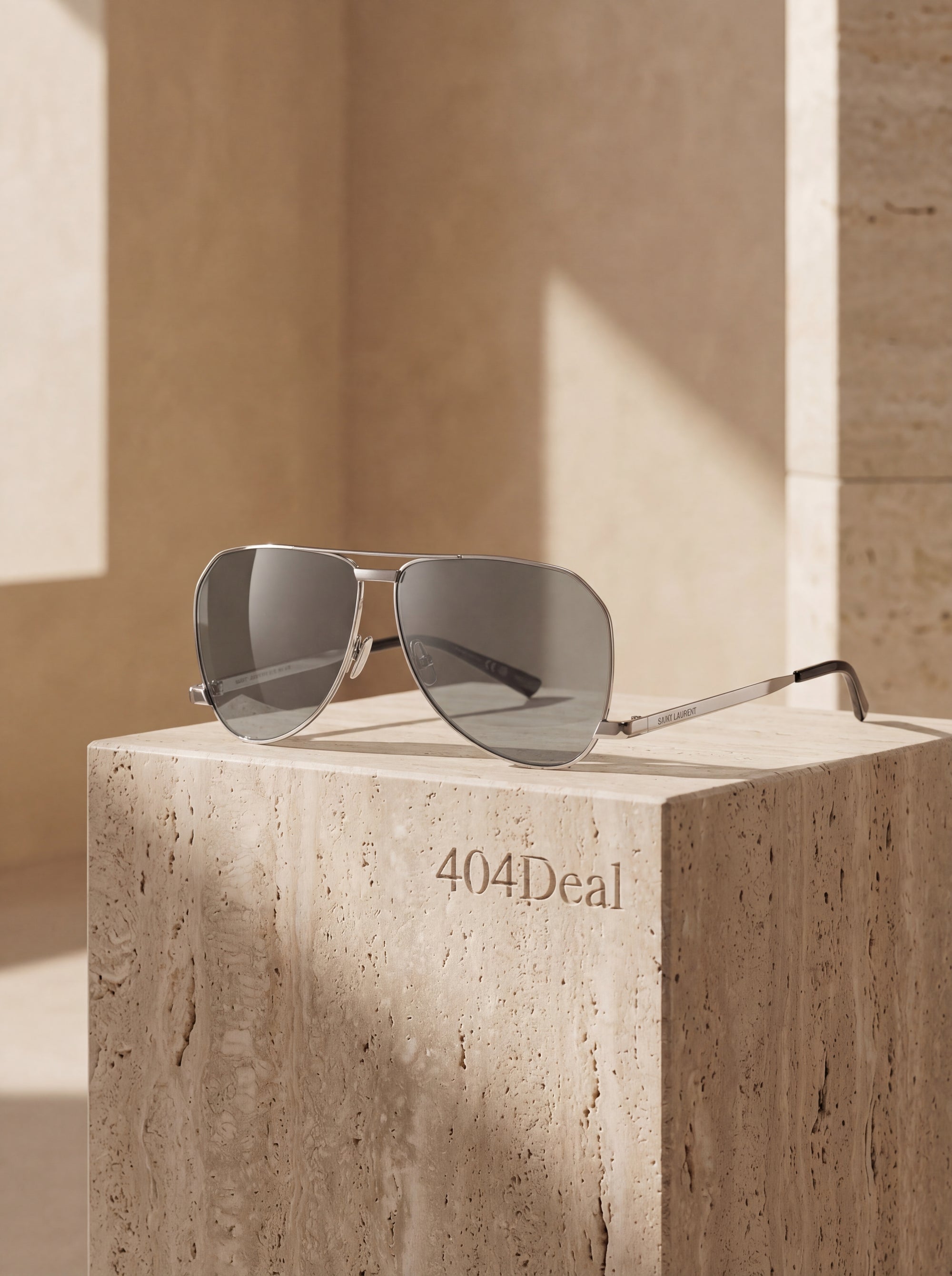 Saint Laurent — Silver Metal Aviator Sunglasses